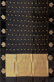 Handloom Banarasi  katan pure silk saree in black (POONA SILK)