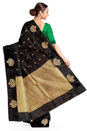 Handloom Banarasi  katan pure silk saree in black (POONA SILK)