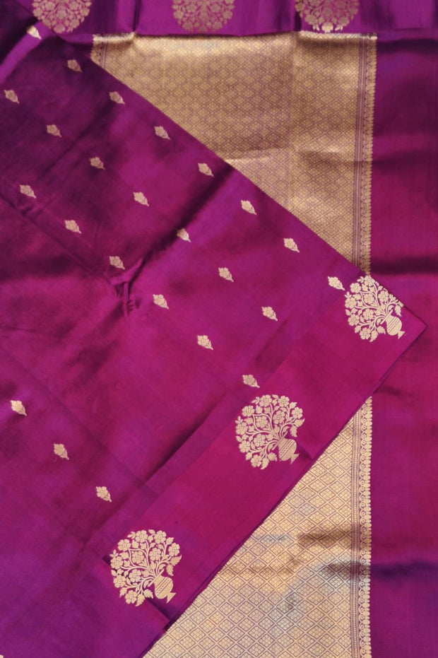 Handloom Banarasi  katan pure silk saree in purple (POONA SILK)