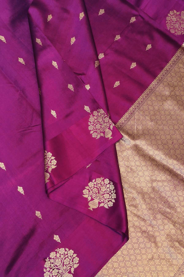 Handloom Banarasi  katan pure silk saree in purple (POONA SILK)