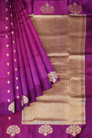 Handloom Banarasi  katan pure silk saree in purple (POONA SILK)