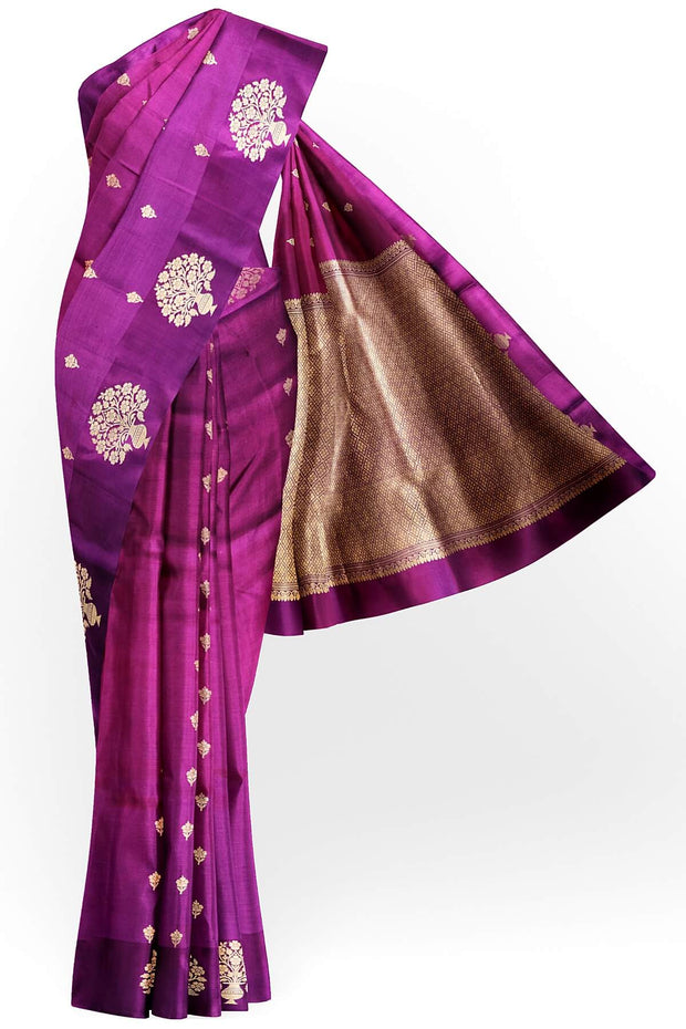 Handloom Banarasi  katan pure silk saree in purple (POONA SILK)