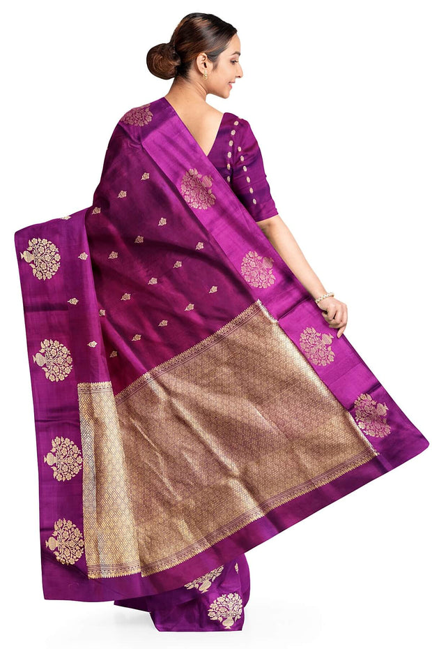 Handloom Banarasi  katan pure silk saree in purple (POONA SILK)