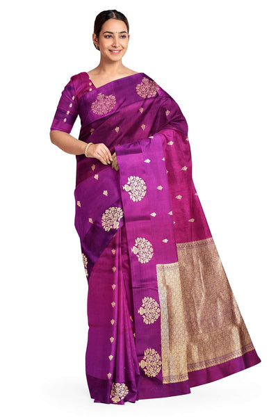 Handloom Banarasi  katan pure silk saree in purple (POONA SILK)
