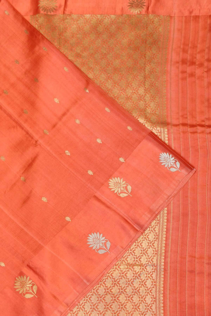 Handloom Banarasi  katan pure silk saree in dark peach (POONA SILK)