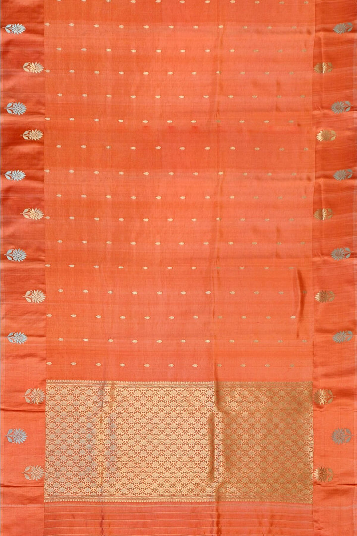 Handloom Banarasi  katan pure silk saree in dark peach (POONA SILK)