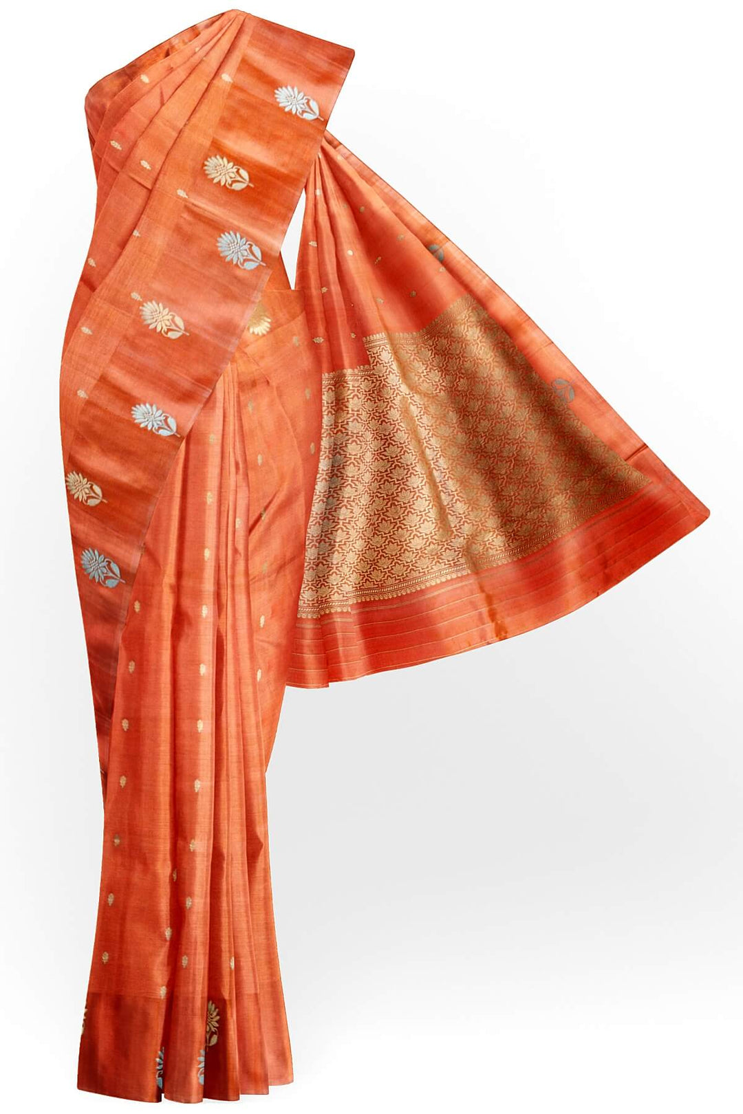 Handloom Banarasi  katan pure silk saree in dark peach (POONA SILK)