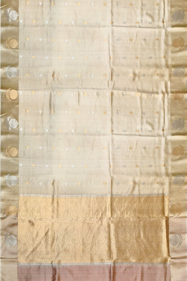 Handloom Banarasi  katan pure silk saree in  off white (POONA SILK)