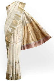 Handloom Banarasi  katan pure silk saree in  off white (POONA SILK)
