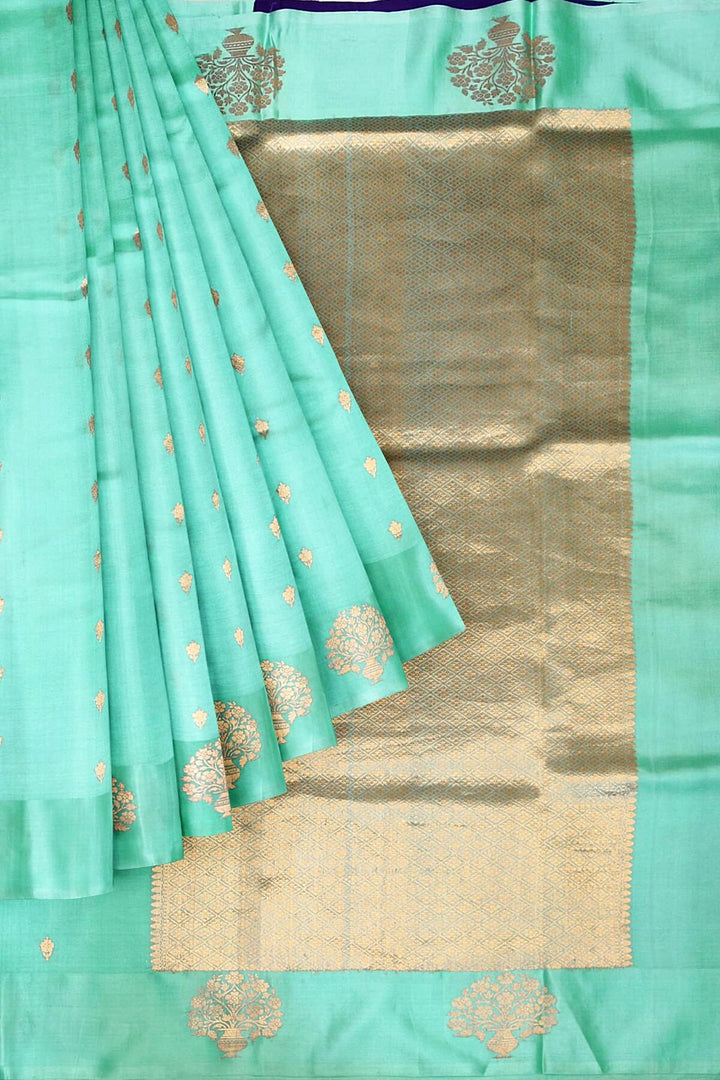 Handloom Banarasi  katan pure silk saree in  sky blue (POONA SILK)