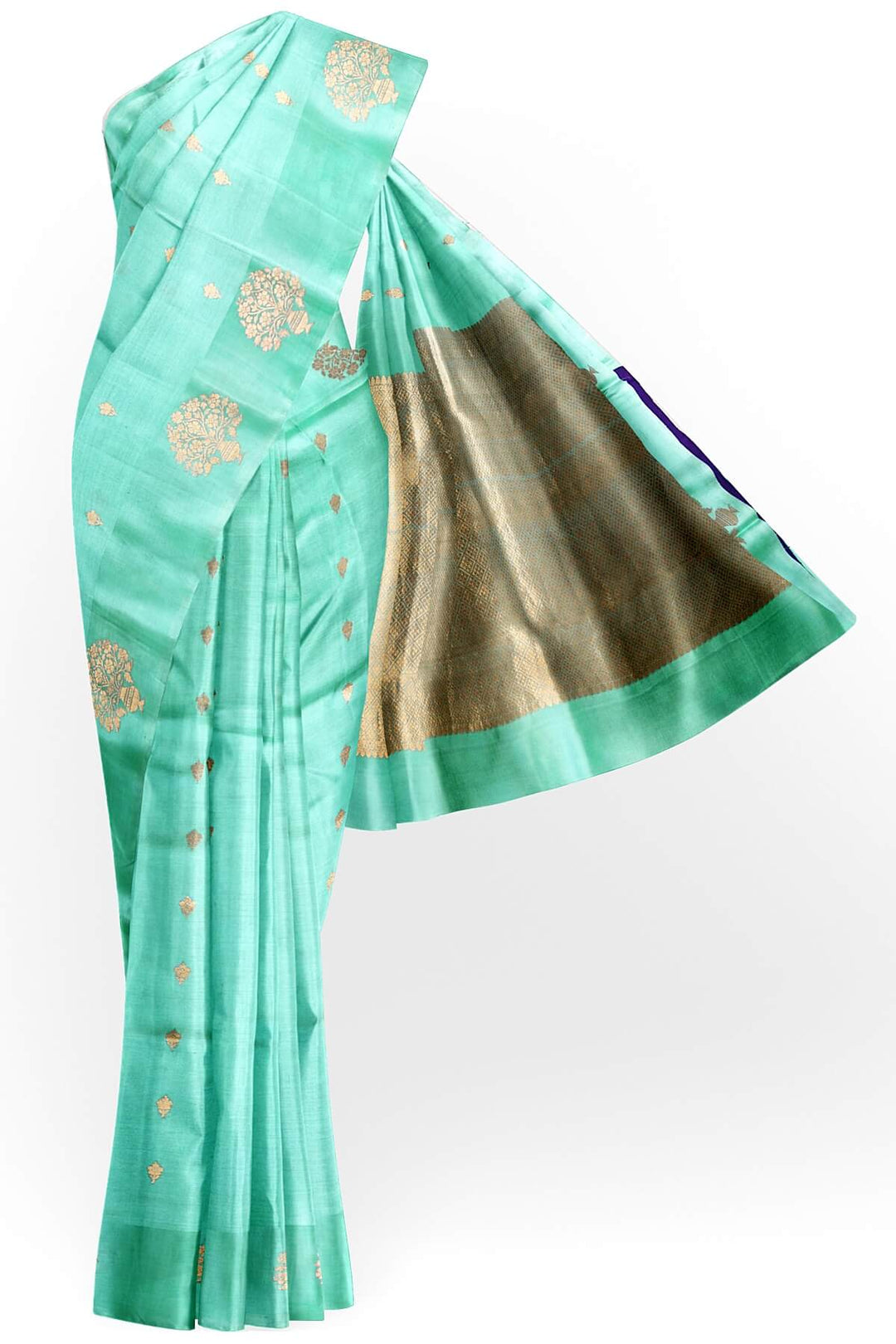 Handloom Banarasi  katan pure silk saree in  sky blue (POONA SILK)