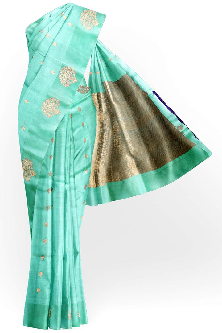 Handloom Banarasi  katan pure silk saree in  sky blue (POONA SILK)