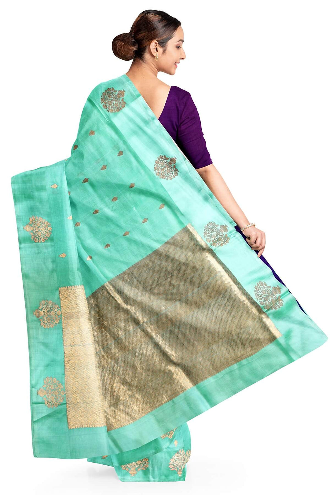 Handloom Banarasi  katan pure silk saree in  sky blue (POONA SILK)