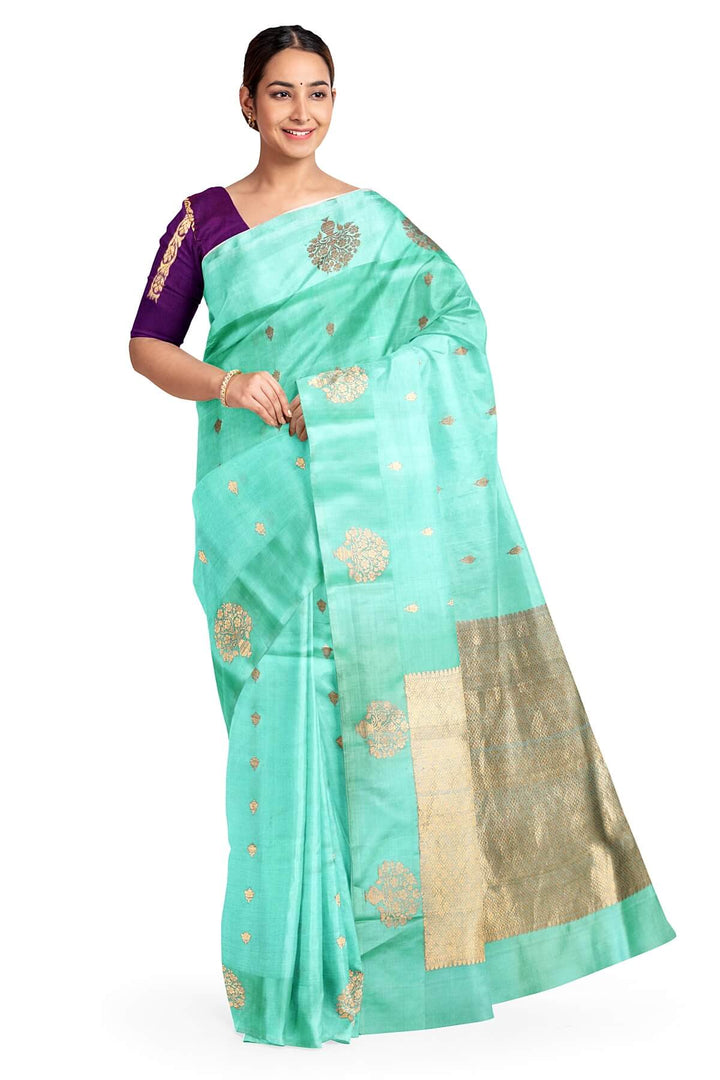 Handloom Banarasi  katan pure silk saree in  sky blue (POONA SILK)
