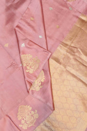 Handloom Banarasi  katan pure silk saree in onion pink with small motifs