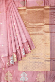 Handloom Banarasi  katan pure silk saree in onion pink with small motifs
