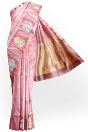 Handloom Banarasi  katan pure silk saree in onion pink with small motifs
