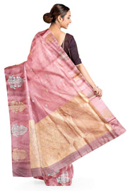 Handloom Banarasi  katan pure silk saree in onion pink with small motifs