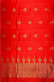 Handloom Katan pure silk saree in red in dupioni finish with meena work .