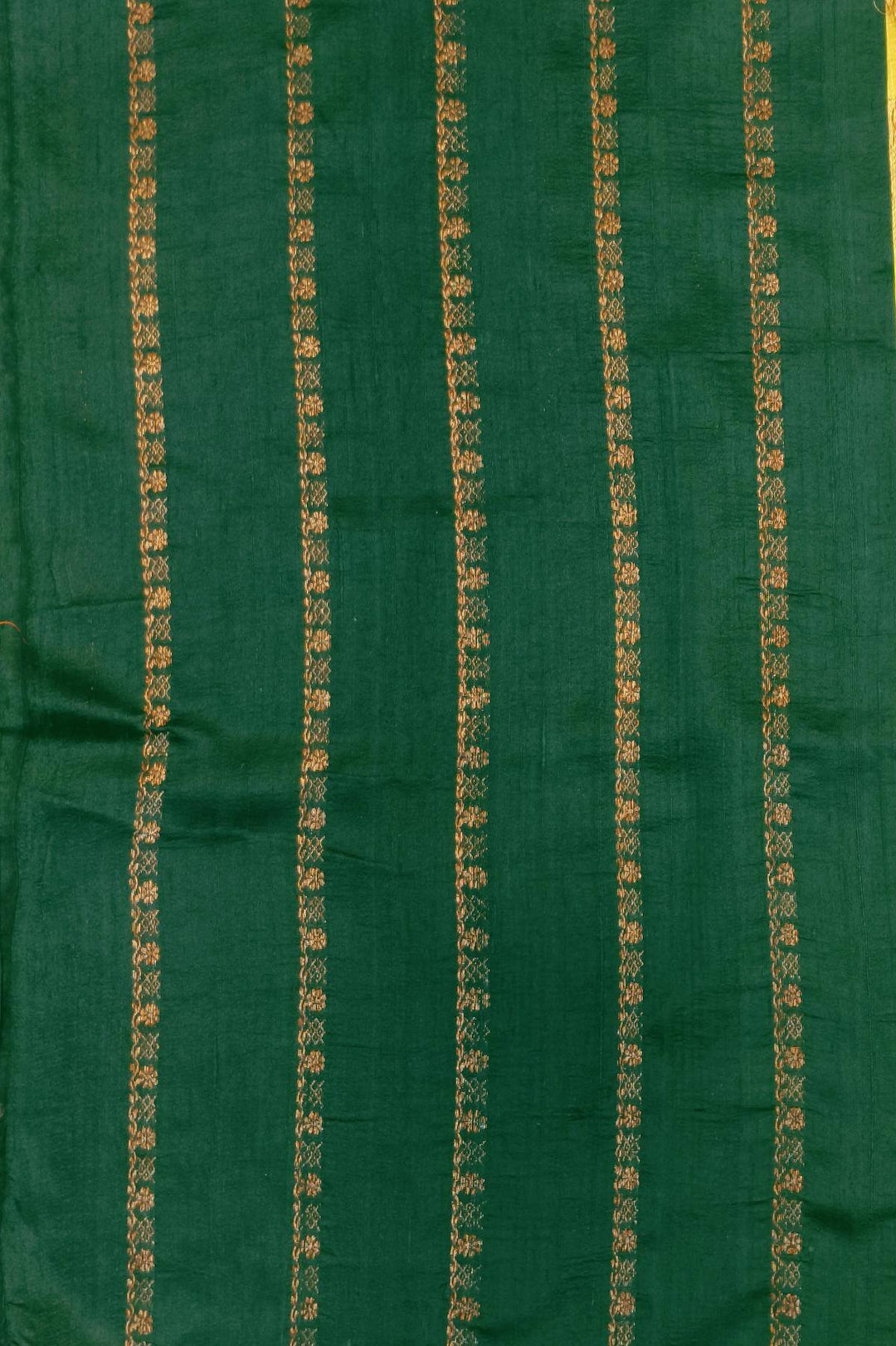 Handloom Katan pure silk saree in radium green  in dupioni finish with meena work .