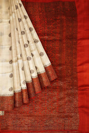Handloom Banarasi katan pure silk saree in Off white in dupion finish