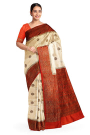 Handloom Banarasi katan pure silk saree in Off white in dupion finish