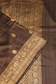 Handloom Banarasi katan pure silk saree in coffee brown in dupion finish