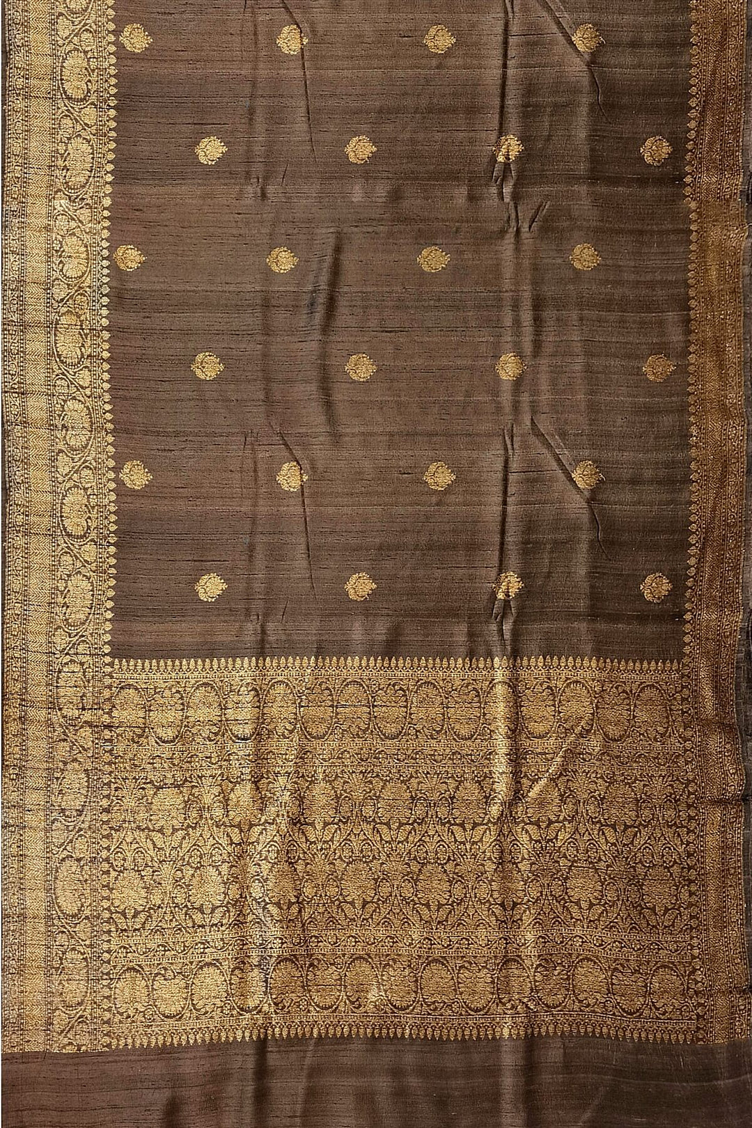 Handloom Banarasi katan pure silk saree in coffee brown in dupion finish