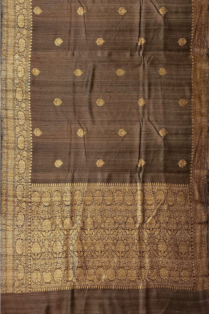 Handloom Banarasi katan pure silk saree in coffee brown in dupion finish