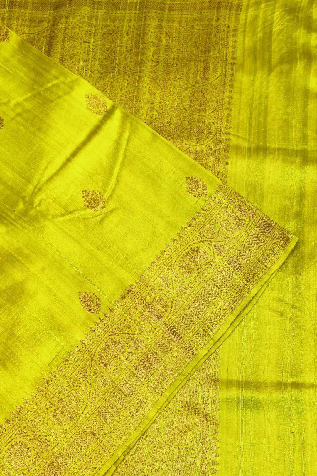 Handloom Banarasi katan pure silk saree in green gram in dupion finish
