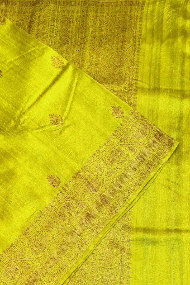 Handloom Banarasi katan pure silk saree in green gram in dupion finish