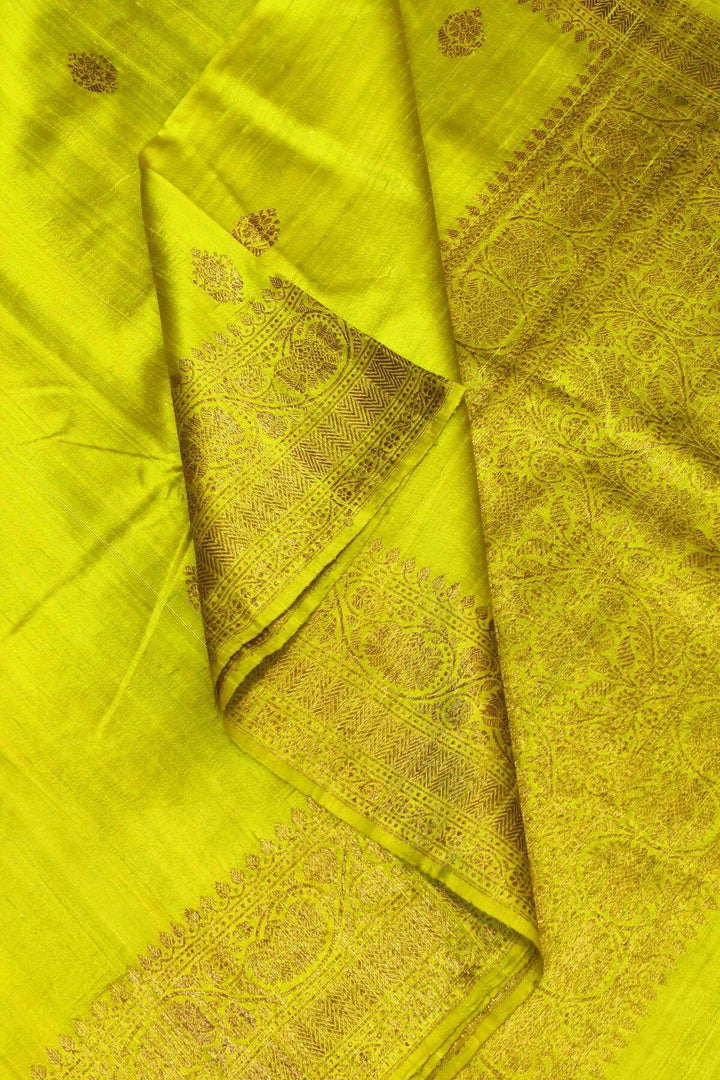 Handloom Banarasi katan pure silk saree in green gram in dupion finish