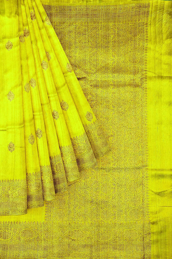 Handloom Banarasi katan pure silk saree in green gram in dupion finish