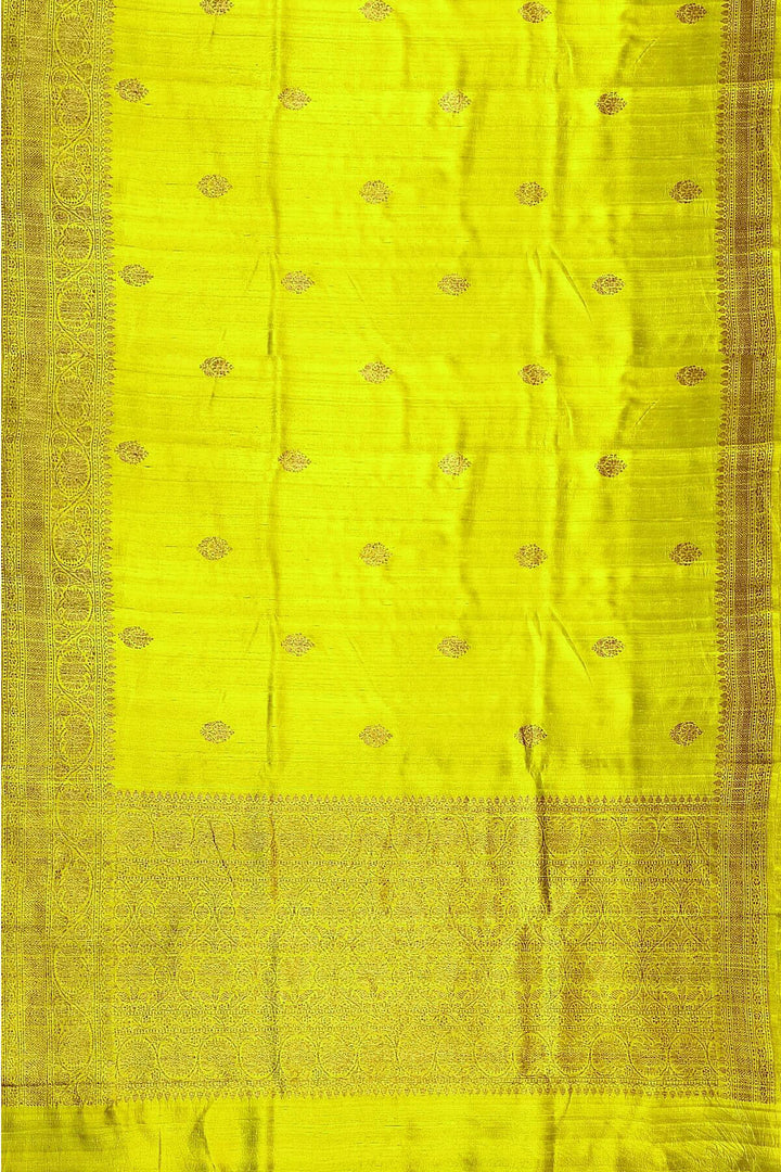 Handloom Banarasi katan pure silk saree in green gram in dupion finish