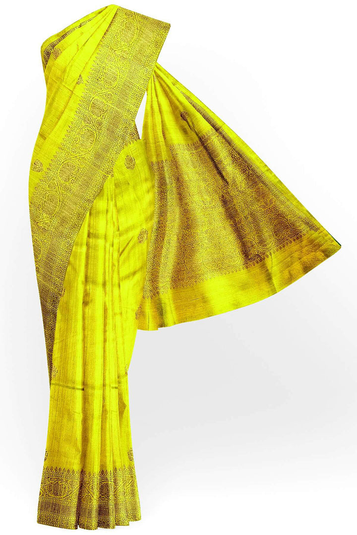 Handloom Banarasi katan pure silk saree in green gram in dupion finish