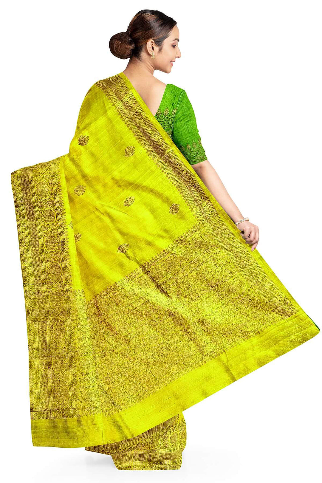 Handloom Banarasi katan pure silk saree in green gram in dupion finish