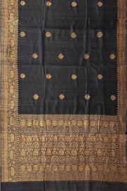 Handloom Banarasi katan pure silk saree in black in dupion finish