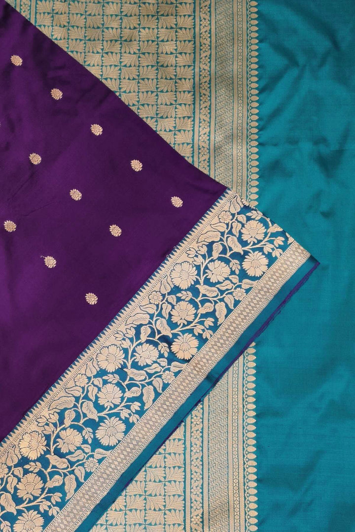 Handloom Banarasi katan pure silk saree in purple