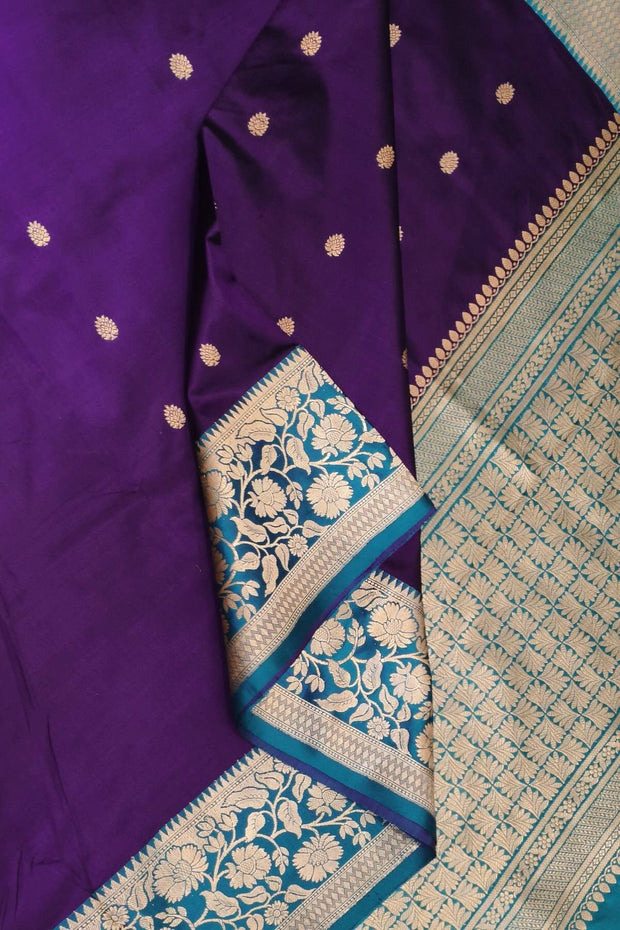 Handloom Banarasi katan pure silk saree in purple