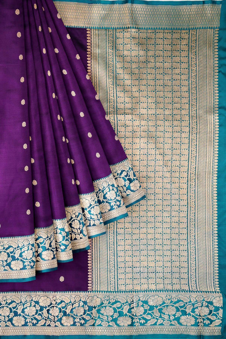 Handloom Banarasi katan pure silk saree in purple