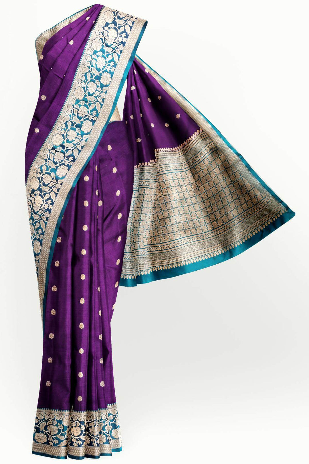 Handloom Banarasi katan pure silk saree in purple