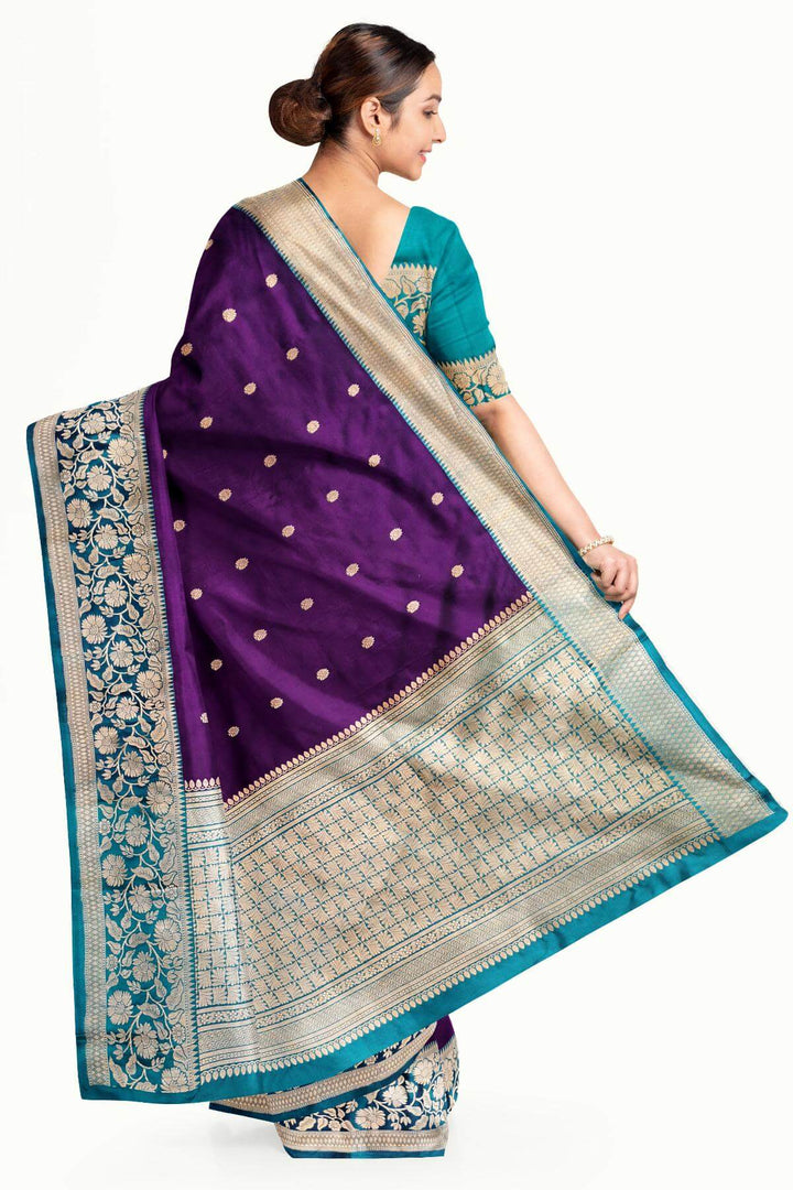 Handloom Banarasi katan pure silk saree in purple