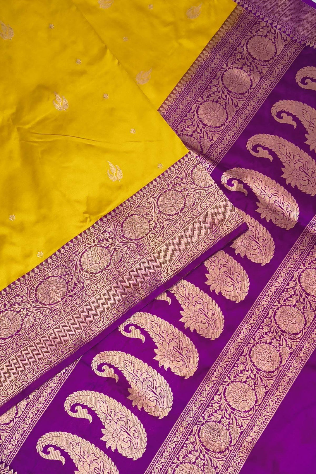 Banarasi katan pure silk saree in yellow