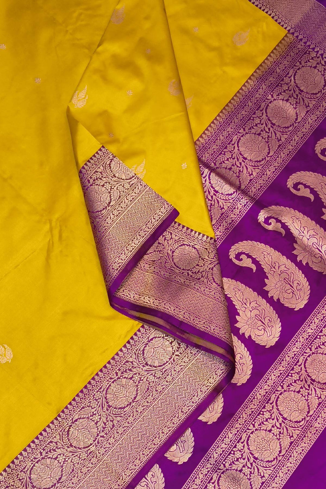 Banarasi katan pure silk saree in yellow