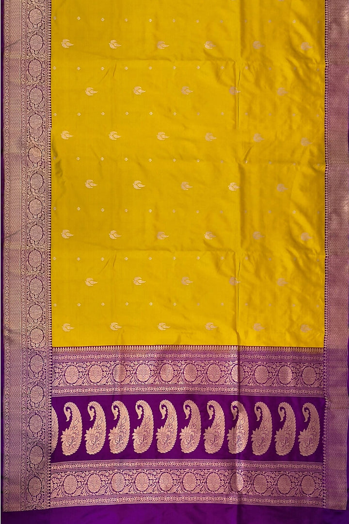 Banarasi katan pure silk saree in yellow