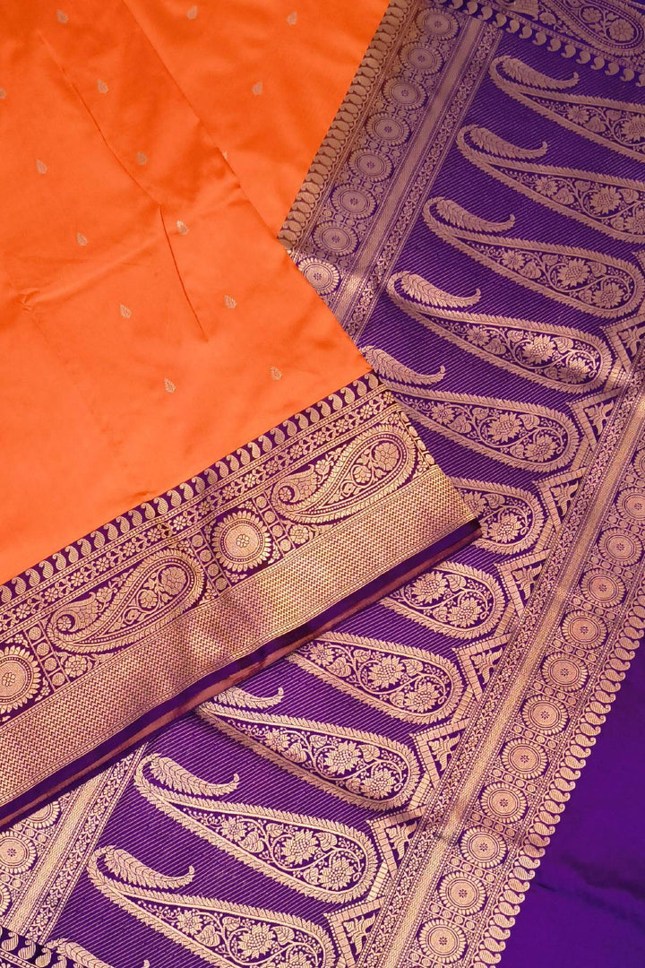 Banarasi katan pure silk saree in orange