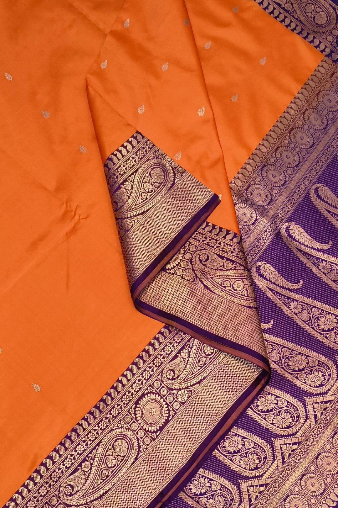 Banarasi katan pure silk saree in orange
