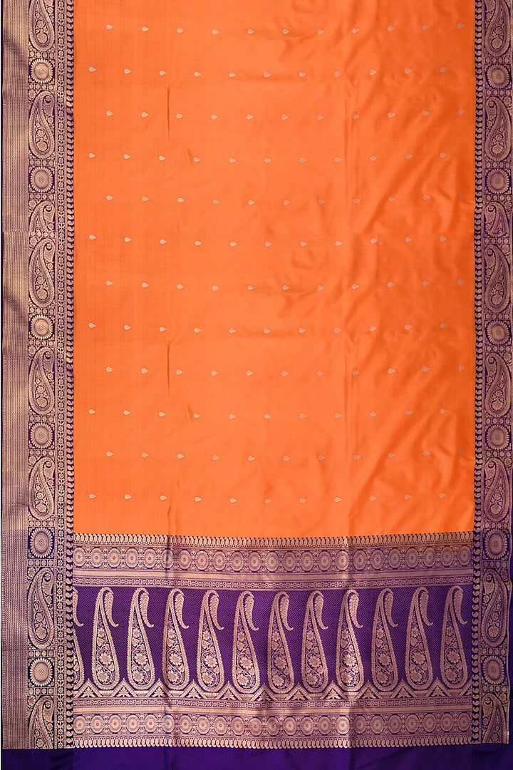 Banarasi katan pure silk saree in orange