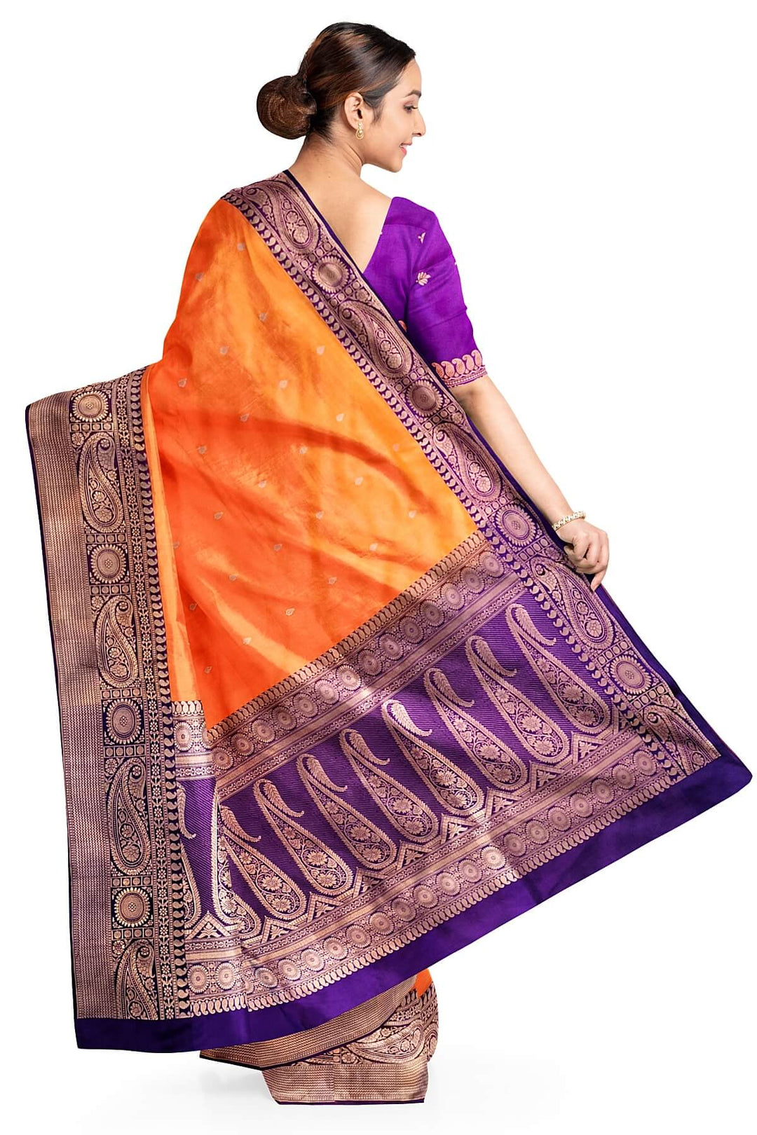 Banarasi katan pure silk saree in orange