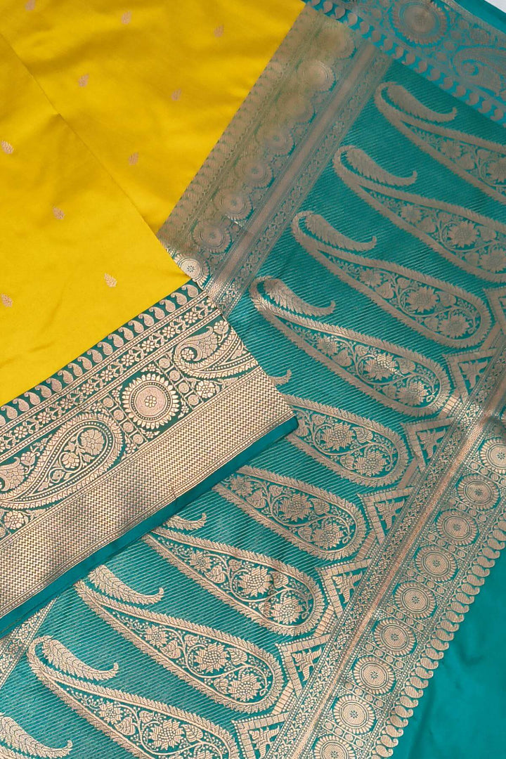 Banarasi katan pure silk saree in yellow